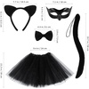 image:imageBeaupretty Black Cat Costume for Women Cat Costume Accessories Cat Ear Headband Tail Cosplay Tutu Skirt Bow Tie Half Mask Black Animal Halloween Accessory Kit for Women Girls
