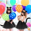 image:imageBeaupretty Black Cat Costume for Women Cat Costume Accessories Cat Ear Headband Tail Cosplay Tutu Skirt Bow Tie Half Mask Black Animal Halloween Accessory Kit for Women Girls
