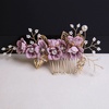image:imageBeaupretty Bridal Hair Pieces Wedding Hair Comb Pearl Crystal Decor Clip Pin Rhinestone Flower Wedding Hair Accessories for Bride Bridesmaid GreenPurple