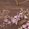 image:imageBeaupretty Bridal Hair Pieces Wedding Hair Comb Pearl Crystal Decor Clip Pin Rhinestone Flower Wedding Hair Accessories for Bride Bridesmaid GreenPurple