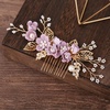 image:imageBeaupretty Bridal Hair Pieces Wedding Hair Comb Pearl Crystal Decor Clip Pin Rhinestone Flower Wedding Hair Accessories for Bride Bridesmaid GreenPurple