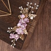 image:imageBeaupretty Bridal Hair Pieces Wedding Hair Comb Pearl Crystal Decor Clip Pin Rhinestone Flower Wedding Hair Accessories for Bride Bridesmaid GreenPurple