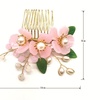 image:imageBeaupretty Chinese Style Hair Side Comb Imitated Jade Flower Pearl Inlaid Insert Comb Accessories for Women Wedding