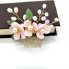 image:imageBeaupretty Chinese Style Hair Side Comb Imitated Jade Flower Pearl Inlaid Insert Comb Accessories for Women Wedding