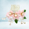 image:imageBeaupretty Chinese Style Hair Side Comb Imitated Jade Flower Pearl Inlaid Insert Comb Accessories for Women Wedding