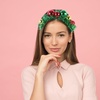 image:imageBeaupretty Christmas Ball Hairband Colorful Ball Headpieces with Green Tinsel Decor Xmas Party Headdress for Women Girls
