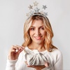 image:imageBeaupretty Christmas Star Headband Glitter Star Headband for Christmas Holiday Festival Birthday PartySilver