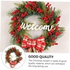image:imageBeaupretty Christmas Wreath Front Door Wreath Welcome Sign Artificial Red Berry with Bowknot Xmas Tree Hanging Decor Holiday Party Nativity Decor