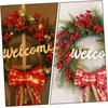 image:imageBeaupretty Christmas Wreath Front Door Wreath Welcome Sign Artificial Red Berry with Bowknot Xmas Tree Hanging Decor Holiday Party Nativity Decor