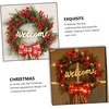 image:imageBeaupretty Christmas Wreath Front Door Wreath Welcome Sign Artificial Red Berry with Bowknot Xmas Tree Hanging Decor Holiday Party Nativity Decor