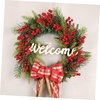 image:imageBeaupretty Christmas Wreath Front Door Wreath Welcome Sign Artificial Red Berry with Bowknot Xmas Tree Hanging Decor Holiday Party Nativity Decor