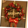 image:imageBeaupretty Christmas Wreath Front Door Wreath Welcome Sign Artificial Red Berry with Bowknot Xmas Tree Hanging Decor Holiday Party Nativity Decor