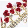 image:imageBeaupretty Crystal Wedding Tiara for Women Flower Crown Wedding Tiaras and Crowns Princess Crystal Headband Red