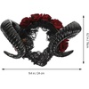 image:imageBeaupretty Demon Horns Headband Halloween Sheep Horn Flower Headpiece Halloween Costume Accessories for Women Men