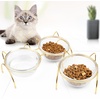 image:imageBeaupretty Elevated Glass Cat Food Bowl with Tilted Raised Stand Single Pet Bowl for Indoor Cats and Dogs Feeding