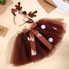image:imageBeaupretty Elk Clothing Set Reindeer Costume with Deer Antlers Headband Holiday Outfit for Girls Tutu Skirt for Performance and Party