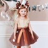 image:imageBeaupretty Elk Clothing Set Reindeer Costume with Deer Antlers Headband Holiday Outfit for Girls Tutu Skirt for Performance and Party