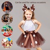 image:imageBeaupretty Elk Clothing Set Reindeer Costume with Deer Antlers Headband Holiday Outfit for Girls Tutu Skirt for Performance and Party