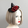 image:imageBeaupretty Gothic Cosplay Witch Mini Top Hat Witch Hat Hair Clip Halloween Mesh Flower Black Fascinator Halloween Hair Accessories for Women and MenRed