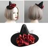 image:imageBeaupretty Gothic Cosplay Witch Mini Top Hat Witch Hat Hair Clip Halloween Mesh Flower Black Fascinator Halloween Hair Accessories for Women and MenRed