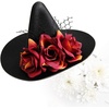 image:imageBeaupretty Gothic Cosplay Witch Mini Top Hat Witch Hat Hair Clip Halloween Mesh Flower Black Fascinator Halloween Hair Accessories for Women and MenRed