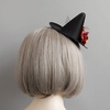 image:imageBeaupretty Gothic Cosplay Witch Mini Top Hat Witch Hat Hair Clip Halloween Mesh Flower Black Fascinator Halloween Hair Accessories for Women and MenRed