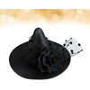 image:imageBeaupretty Gothic Cosplay Witch Mini Top Hat Witch Hat Hair Clip Halloween Mesh Flower Witch Hat Black Fascinator Hat Halloween Hair Accessories for Women and MenBlack