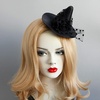 image:imageBeaupretty Gothic Cosplay Witch Mini Top Hat Witch Hat Hair Clip Halloween Mesh Flower Witch Hat Black Fascinator Hat Halloween Hair Accessories for Women and MenBlack
