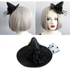 image:imageBeaupretty Gothic Cosplay Witch Mini Top Hat Witch Hat Hair Clip Halloween Mesh Flower Witch Hat Black Fascinator Hat Halloween Hair Accessories for Women and MenBlack