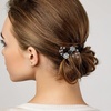 image:imageBeaupretty Hair Clip 6 Pieces Flower Hair Claw Clips Mini Rhinestone Plum Blossom Hair Clips for Women and GirlsWhite
