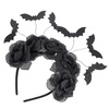 image:imageBeaupretty Halloween Balck Rose Headband Rose Flower Bat Headdress Gothic Hair Wreath Day of The Dead Mexican Headpiece
