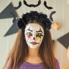 image:imageBeaupretty Halloween Balck Rose Headband Rose Flower Bat Headdress Gothic Hair Wreath Day of The Dead Mexican Headpiece