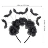 image:imageBeaupretty Halloween Balck Rose Headband Rose Flower Bat Headdress Gothic Hair Wreath Day of The Dead Mexican Headpiece