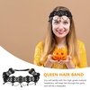 image:imageBeaupretty Halloween Black Pearl Lace Headband Elastic Hair Hoop Gothic Forehead Chain Hair Accessory for Women and Girls