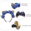 image:imageBeaupretty Halloween Bull Horn Headband Coplay Headdress Blue Rose Ox Horn Headwear Costume Hair Band for Halloween Masquerade Cosplay