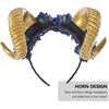 image:imageBeaupretty Halloween Bull Horn Headband Coplay Headdress Blue Rose Ox Horn Headwear Costume Hair Band for Halloween Masquerade Cosplay