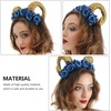 image:imageBeaupretty Halloween Bull Horn Headband Coplay Headdress Blue Rose Ox Horn Headwear Costume Hair Band for Halloween Masquerade Cosplay
