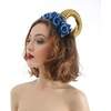 image:imageBeaupretty Halloween Bull Horn Headband Coplay Headdress Blue Rose Ox Horn Headwear Costume Hair Band for Halloween Masquerade Cosplay