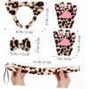 image:imageBeaupretty Halloween Cat Cosplay Accessories Set Cat Ears Headband Tail and Bow Tie with Faux Fur Paw Gloves Faux Fur Paw Gloves Leopard Costume Kit for Women and Girls