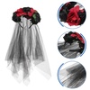 image:imageBeaupretty Halloween Headband with Roses Veil Day of the Dead Headpiece Flower Crown Veil