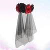 image:imageBeaupretty Halloween Headband with Roses Veil Day of the Dead Headpiece Flower Crown Veil