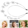 image:imageBeaupretty Halo Crown Headband Goddess Headpiece Star And Moon Headpiece Double Wire Headband Headdress for Womens Halloween Costume PartySilverSilver