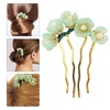 image:imageBeaupretty Jade Flower Hair Pin Chinese Hair Stick Jade Hairpin Retro Chignon Pin Traditional Classical Flower Hair Chopstick Hair Styling Accessories for Women Girls GreenGreen