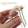 image:imageBeaupretty Jade Flower Hair Pin Chinese Hair Stick Jade Hairpin Retro Chignon Pin Traditional Classical Flower Hair Chopstick Hair Styling Accessories for Women Girls GreenWhite