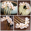 image:imageBeaupretty Jade Flower Hair Pin Chinese Hair Stick Jade Hairpin Retro Chignon Pin Traditional Classical Flower Hair Chopstick Hair Styling Accessories for Women Girls GreenWhite
