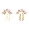 image:imageBeaupretty Jade Flower Hair Pin Chinese Hair Stick Jade Hairpin Retro Chignon Pin Traditional Classical Flower Hair Chopstick Hair Styling Accessories for Women Girls GreenWhite