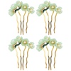 image:imageBeaupretty Jade Flower Hair Pin Chinese Hair Stick Jade Hairpin Retro Chignon Pin Traditional Classical Flower Hair Chopstick Hair Styling Accessories for Women Girls GreenGreen