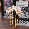 image:imageBeaupretty Jade Flower Hair Pin Chinese Hair Stick Jade Hairpin Retro Chignon Pin Traditional Classical Flower Hair Chopstick Hair Styling Accessories for Women Girls GreenWhite