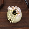 image:imageBeaupretty Jade Flower Hair Pin Chinese Hair Stick Jade Hairpin Retro Chignon Pin Traditional Classical Flower Hair Chopstick Hair Styling Accessories for Women Girls GreenWhite