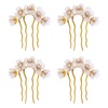 image:imageBeaupretty Jade Flower Hair Pin Chinese Hair Stick Jade Hairpin Retro Chignon Pin Traditional Classical Flower Hair Chopstick Hair Styling Accessories for Women Girls GreenWhite